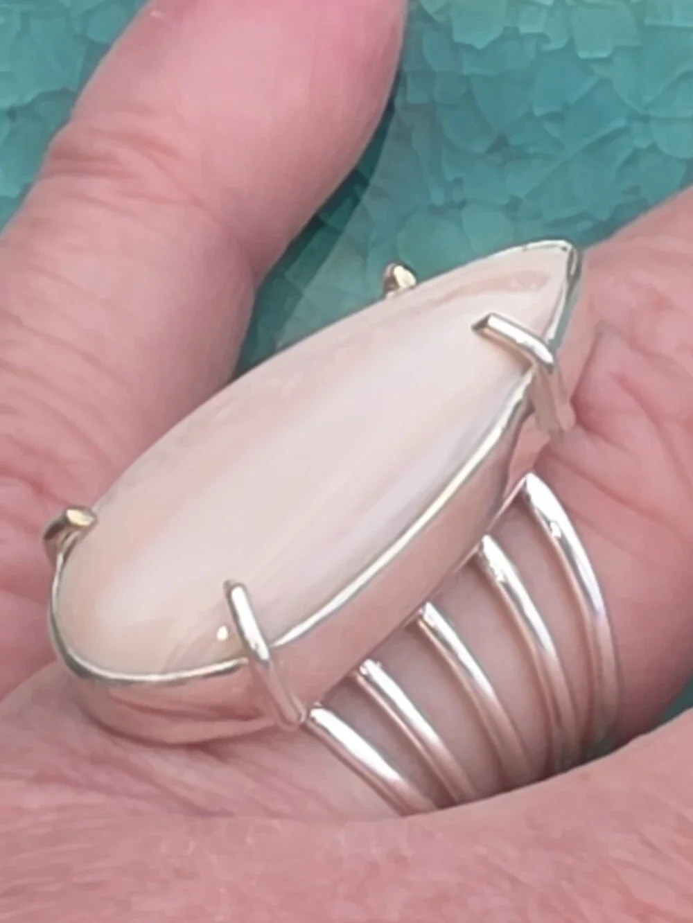 Pink Opal Gemstone Ring In 925 Sterling Silver (7)